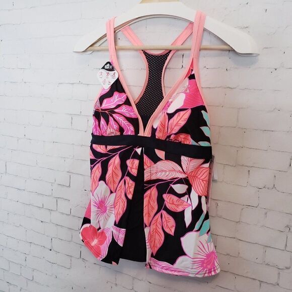 Zero Xposure Womens Tankini Swim Top Size XS Pink Floral UPF 30 Sun Protection - Picture 3 of 9